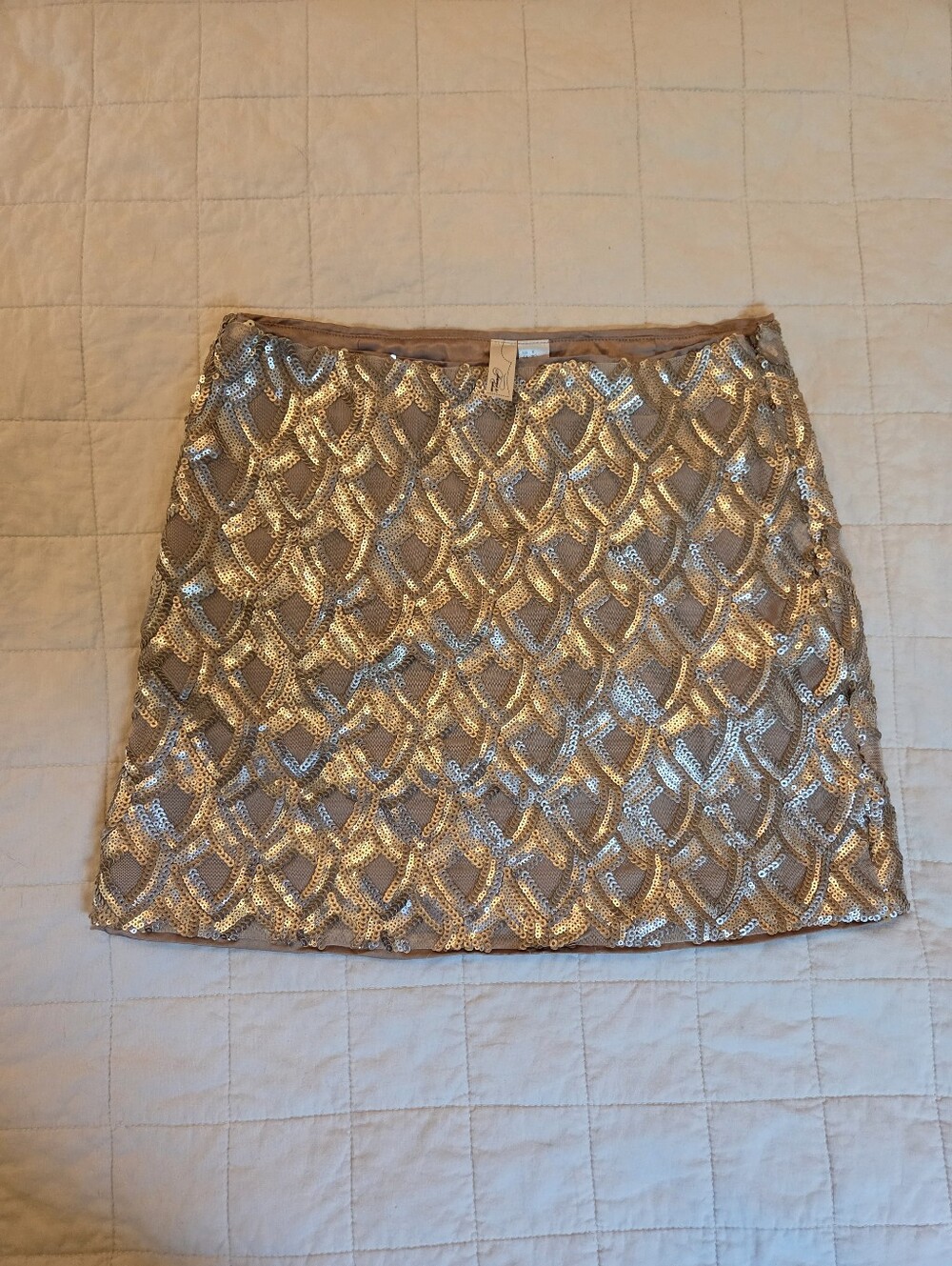 Sequin A-Line Mini Skirt Gold Forever 21 Y2k